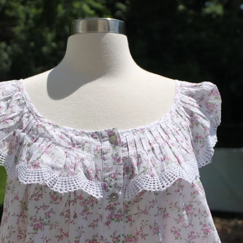 Rachel Ashwell Women's Ditsy Floral Cotton Sweet Babydoll Nightgown Size Medium - Picture 5 of 14